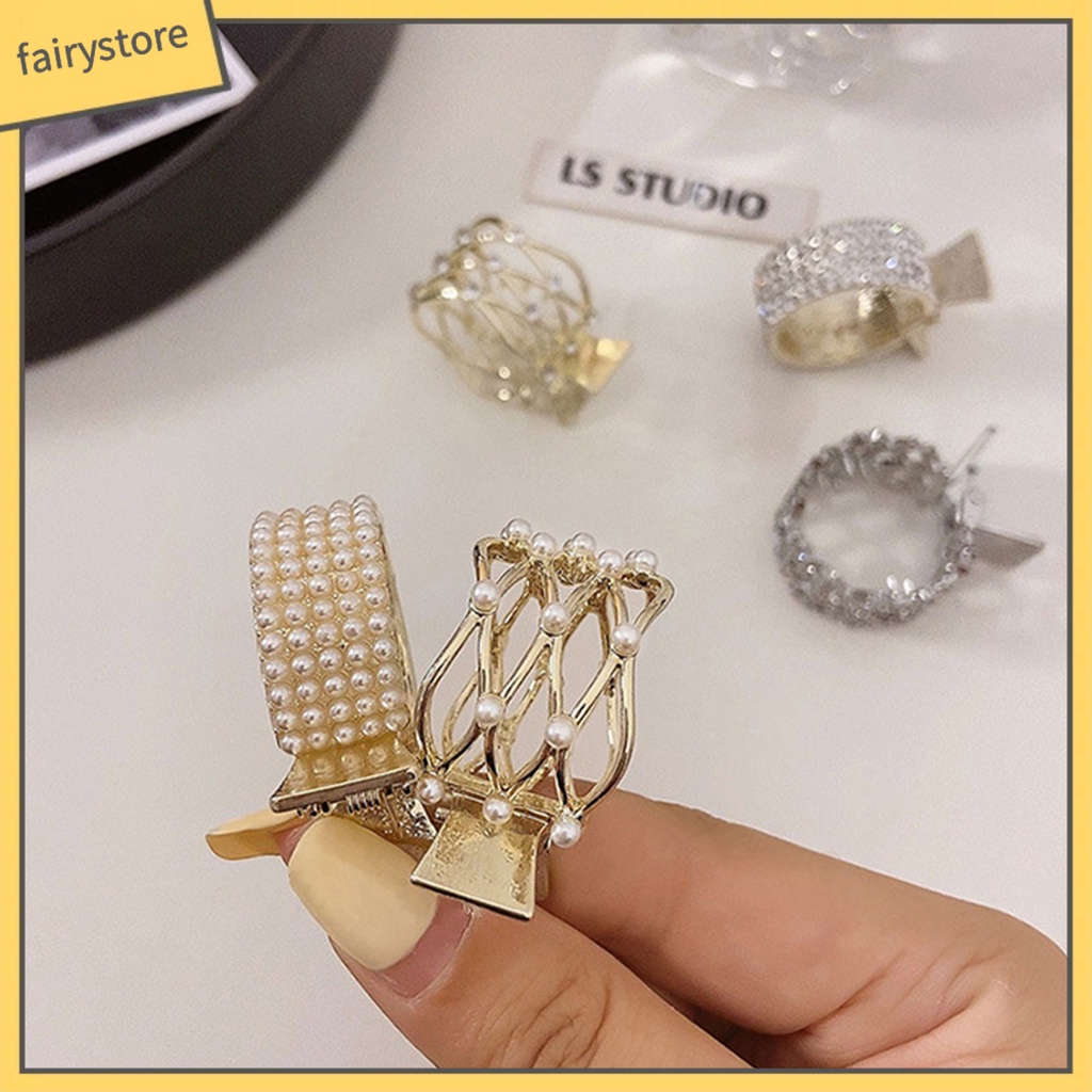 Kẹp Tóc Càng Cua Cố Định Tóc Đuôi Ngựa Bằng Thép Không Gỉ Đính Kim Cương Giả Tinh Tế Chống Trượt Cho Nữ