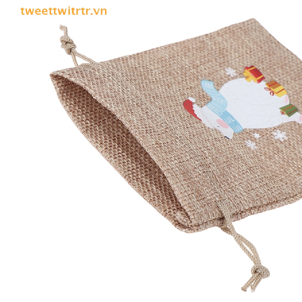 Set 5 Túi Dây Rút Đựng Quà Giáng Sinh Cỡ 10x14cm