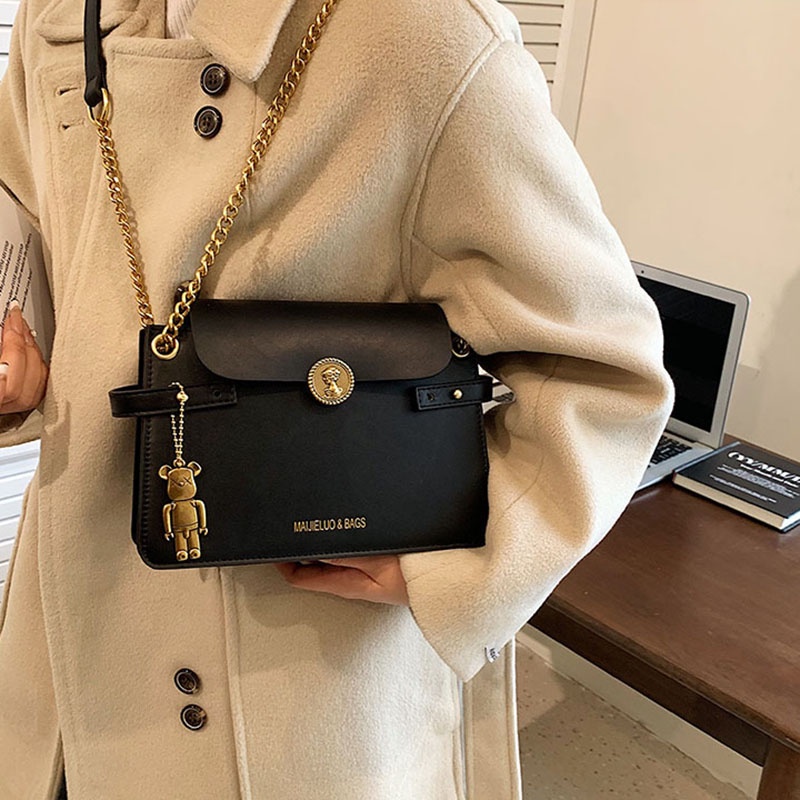 Túi Đeo Chéo Dáng Vuông Nhỏ Phối Dây Đeo Sợi Xích Thời Trang Cao Cấp Cho Nữ