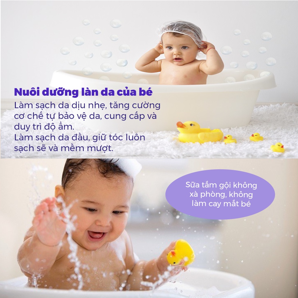 Sữa Tắm Gội Cho Bé Sơ Sinh BuB&MuM Chiết Xuất Thảo Dược Thiên Nhiên Trầu Không - Trà Xanh 500ml/100ml