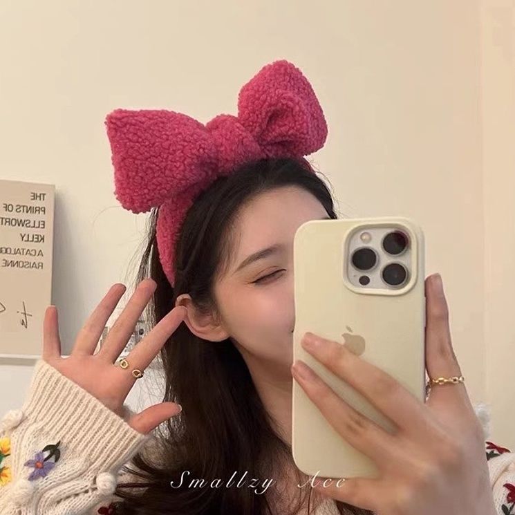 Băng đô cài tóc nơ màu hồng bờm tóc nơ cute MINIGIRL B2