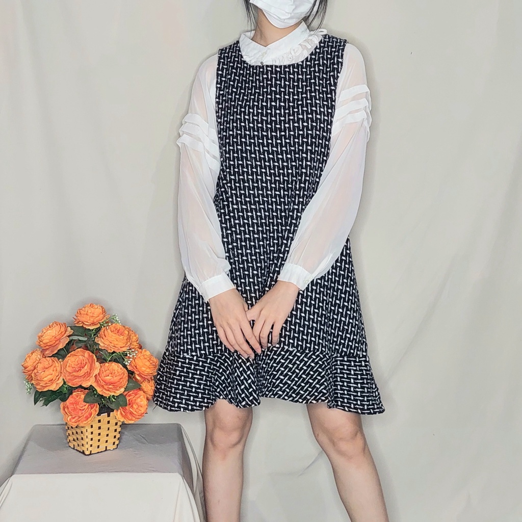 Đầm Dạ Tweed Đuôi Cá Thanh Lịch Tiểu Thư Sang Trọng (Ảnh thật)
