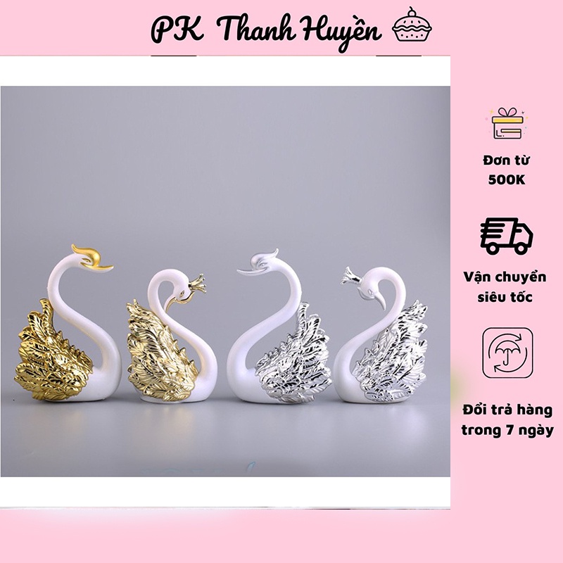 Phụ kiện trang trí bánh sinh nhật, bánh kem - đôi thiên nga sứ đẹp
