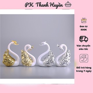 Phụ kiện trang trí bánh sinh nhật, bánh kem - đôi thiên nga sứ đẹp