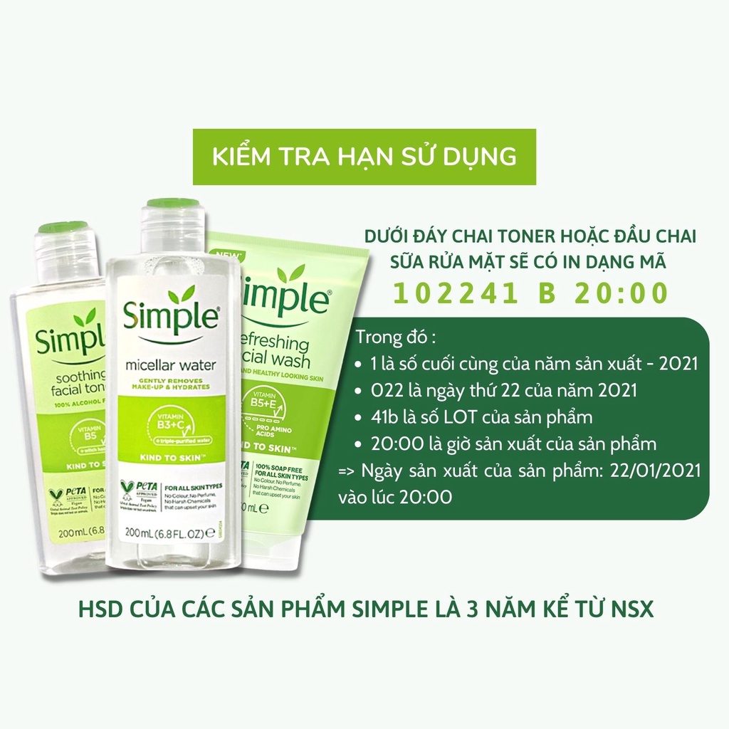 Combo Simple Làm Sạch Tẩy Trang + Sữa Rửa Mặt + Nước Hoa Hồng