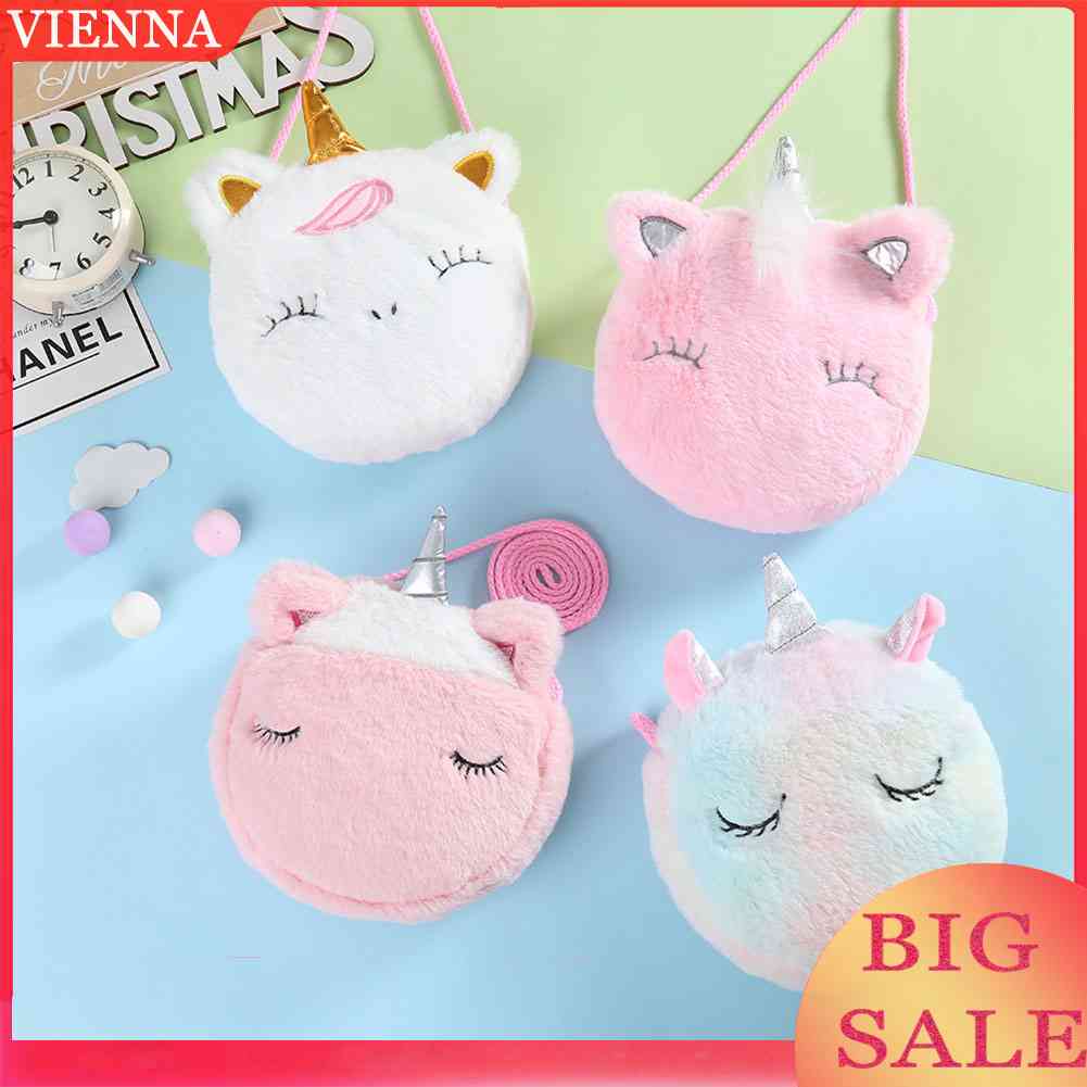 Túi Đeo Chéo Mini Bằng Vải Bông Có Khóa Kéo Họa Tiết Hoạt Hình Cho Bé Gái