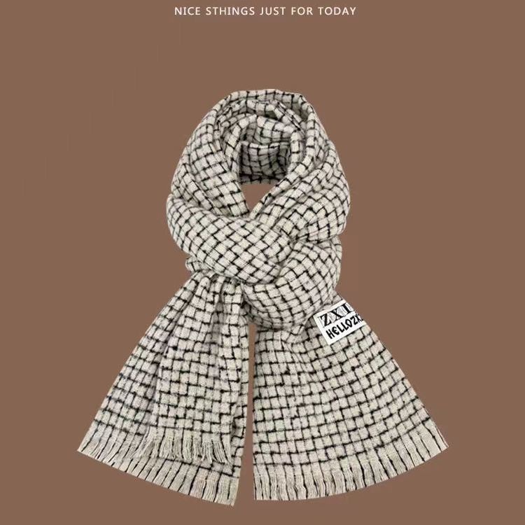 Khăn Choàng Cổ Họa Tiết Sọc Caro Chất Liệu Cashmere Ấm Áp Thời Trang Thu Đông Cho Nữ