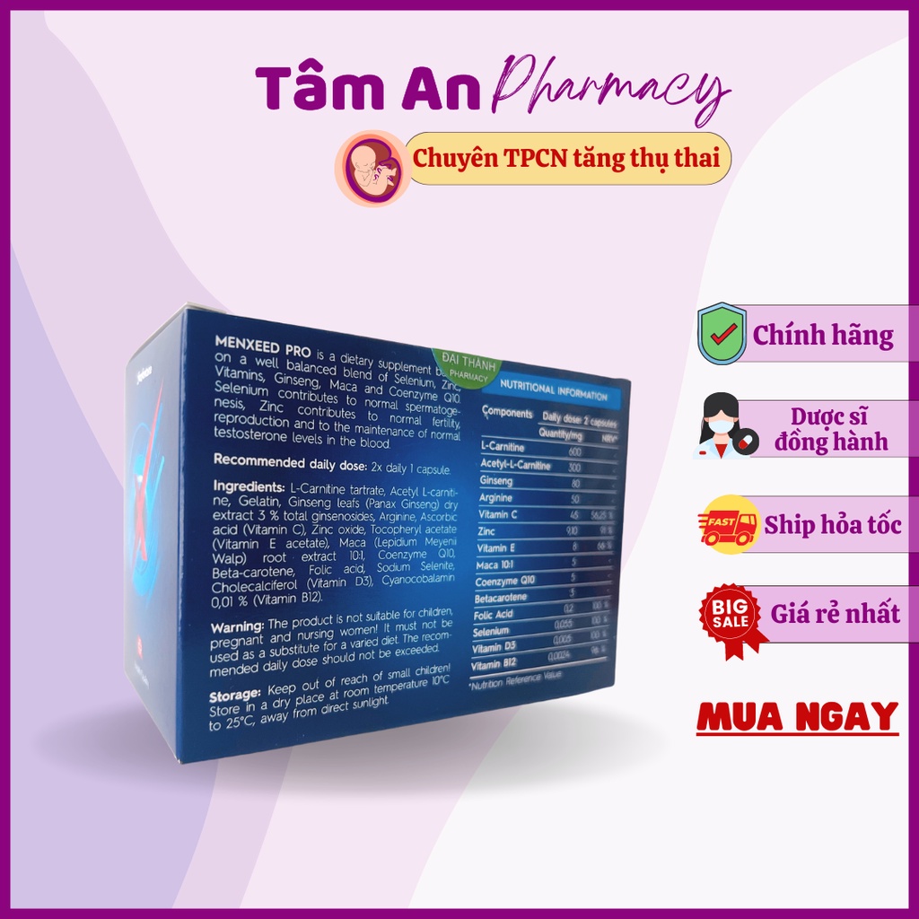 Menxeed Pro Tăng sinh lý  cải thiện chất lượng tinh trùng