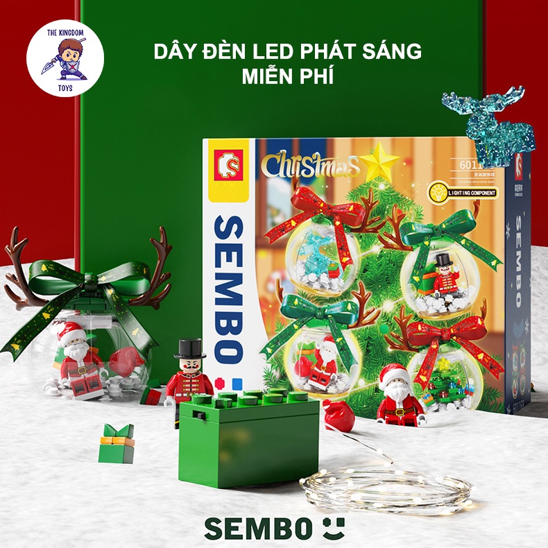 Đồ Chơi Lắp Ráp Giáng Sinh Noel Mô Hình Quả Cầu Trang Trí Cây Thông Phát Sáng / Ông Già Tuyết 601168