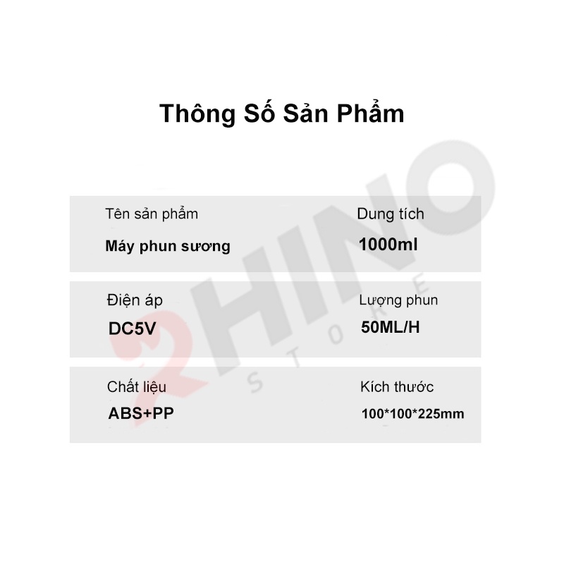 Máy phun sương tạo ẩm cao cấp Rhino H104 dung tích 1000ml, không gây tiếng ồn, tích hợp đèn ngủ RGB