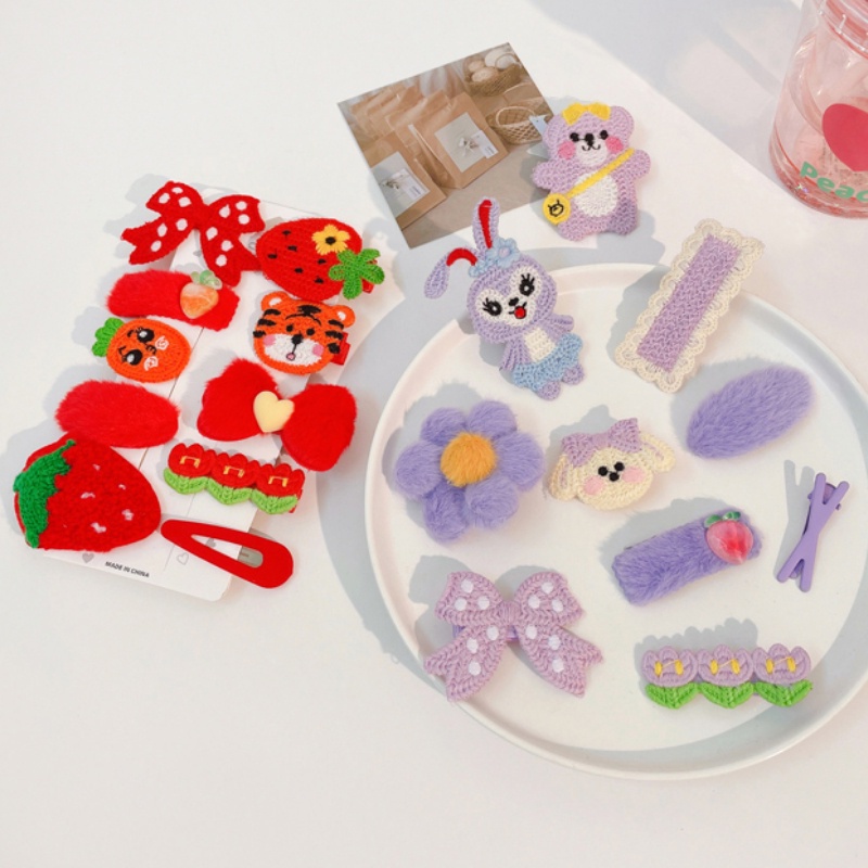 Set 10 kẹp tóc nơ vải bông dễ thương dành cho bé gái phong cách hàn quốc
