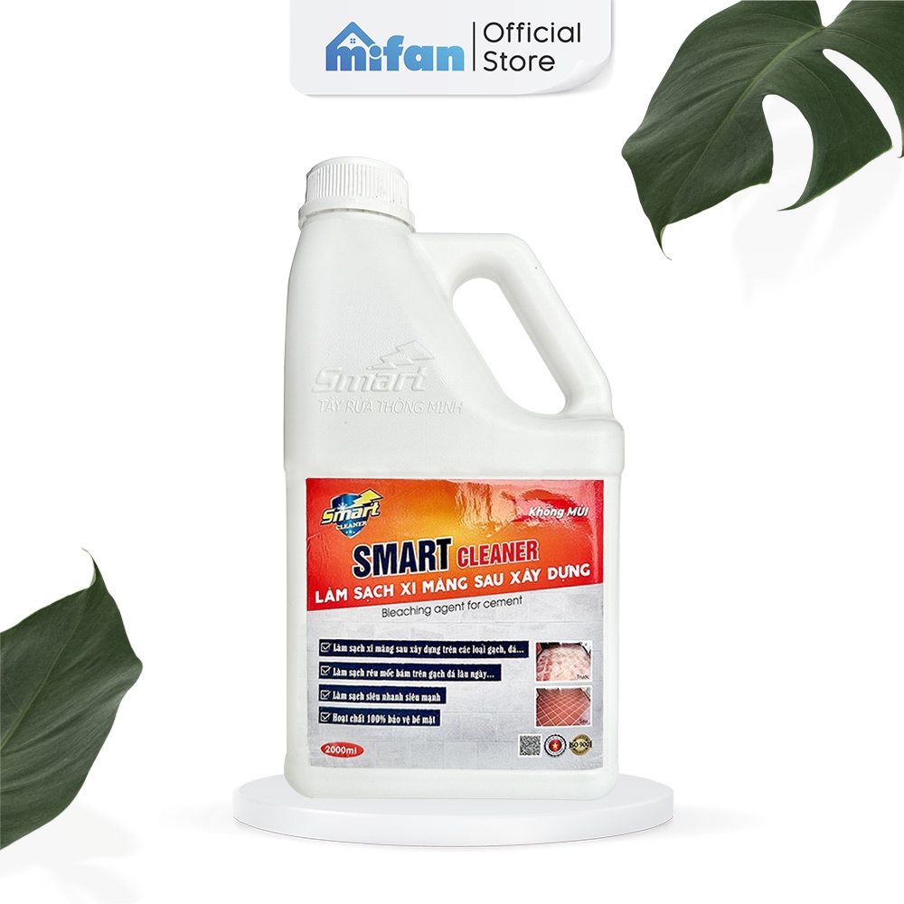 Nước Tẩy Xi Măng, Rêu Mốc SMART 2000 ml - Làm Sạch Mảng Bám Trên Gạch, Đá, Sàn Nhà, Tường - An toàn không hại bề mặt