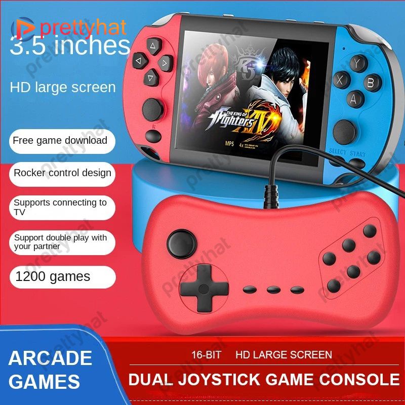 1200 Trong 1 Retro Tay Cầm Chơi Game 3.5 Inch Màn Hình 16-Bit Di Động Bỏ Túi Trò Chơi Truyền Hình Tay Cầm Đầu Ra Av Mini cầm Tay Cho Trẻ Em Tặng Prettyhat