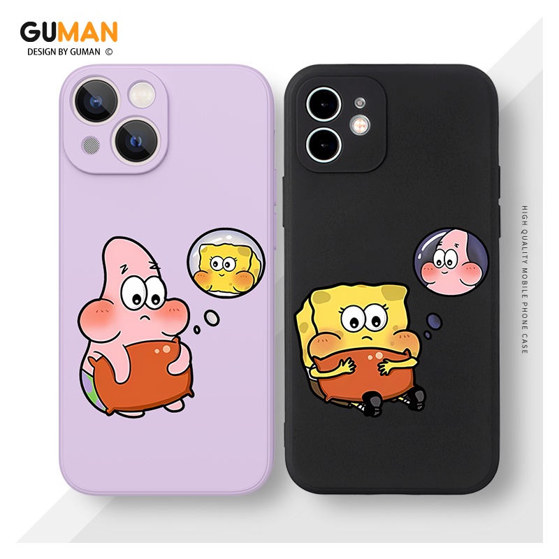Ốp Điện Thoại GUMAN silicon mềm chống bẩn viền vuông độc lạ nam nữ đen hoạt hình cặp đôi dễ thương đẹp cho iPhone 14 13 12 11 Pro Max SE 2020 X XR XS 8 7 ip 6S 6 Plus kute XYM1192