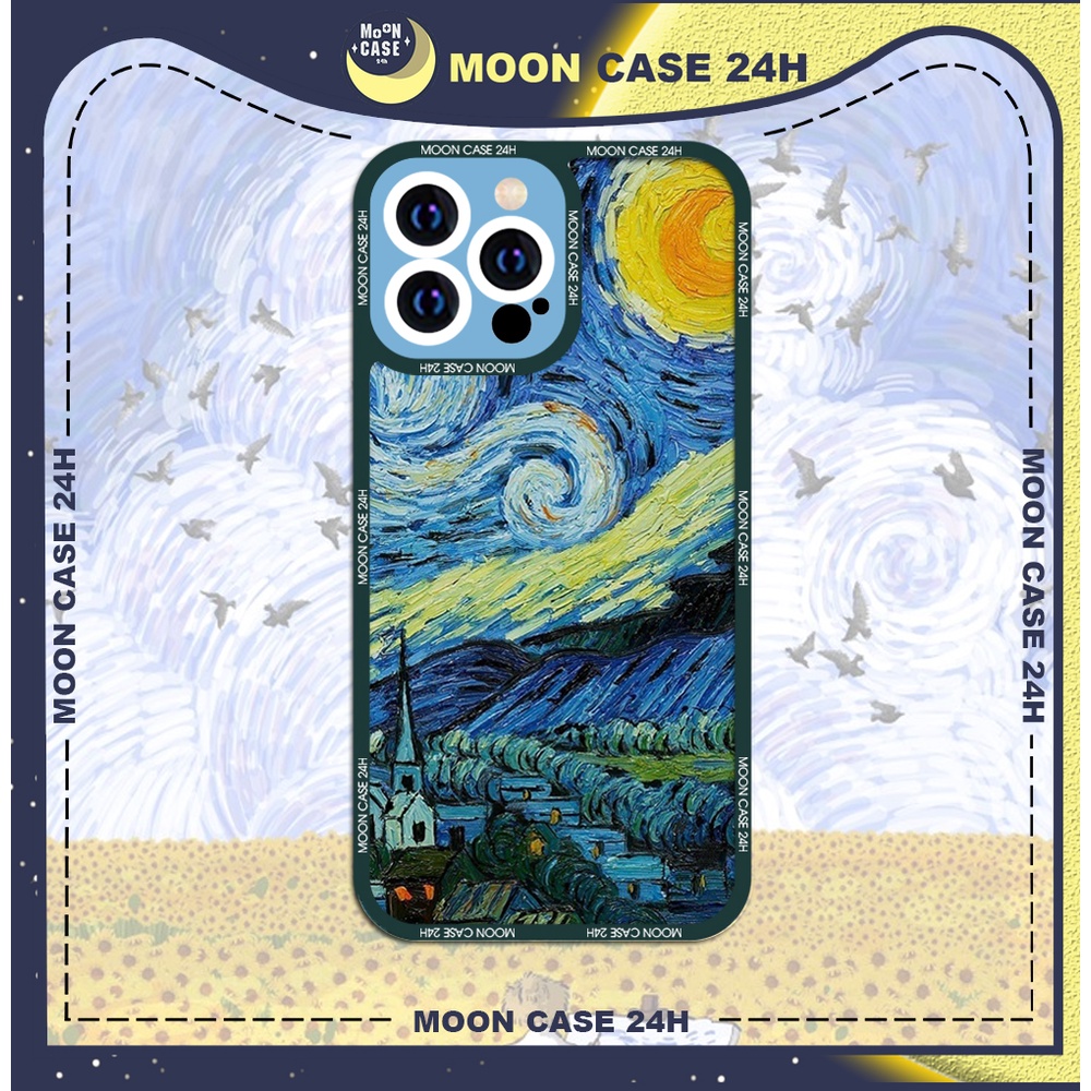 Ốp lưng iphone cạnh vuông Moon Case Tranh Van Gogh 7/7plus/8/8plus/x/xs/11/12/13/14pro/max/plus/promax