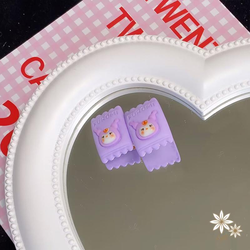 Kẹp Tóc Càng Cua Nhiều Size Nhỏ Mini Đính Charm Sanrio Kuromi Melody Cinnamoroll Resin