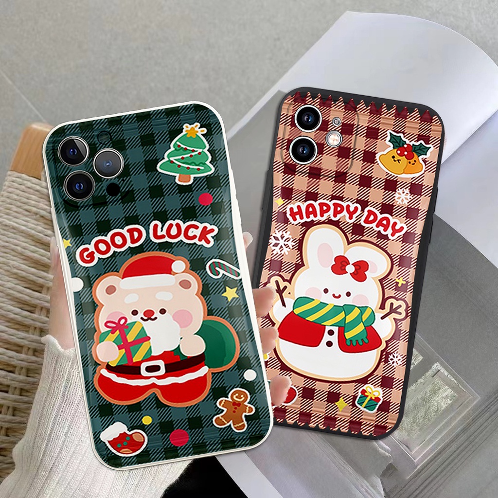 Ốp lưng iphone cạnh vuông vỏ kẹo gấu thỏ noel bảo vệ cam cho 6/6splus/7/7plus/8/8plus/x/xr/xs/11/12/13/14/pro/max/plus/