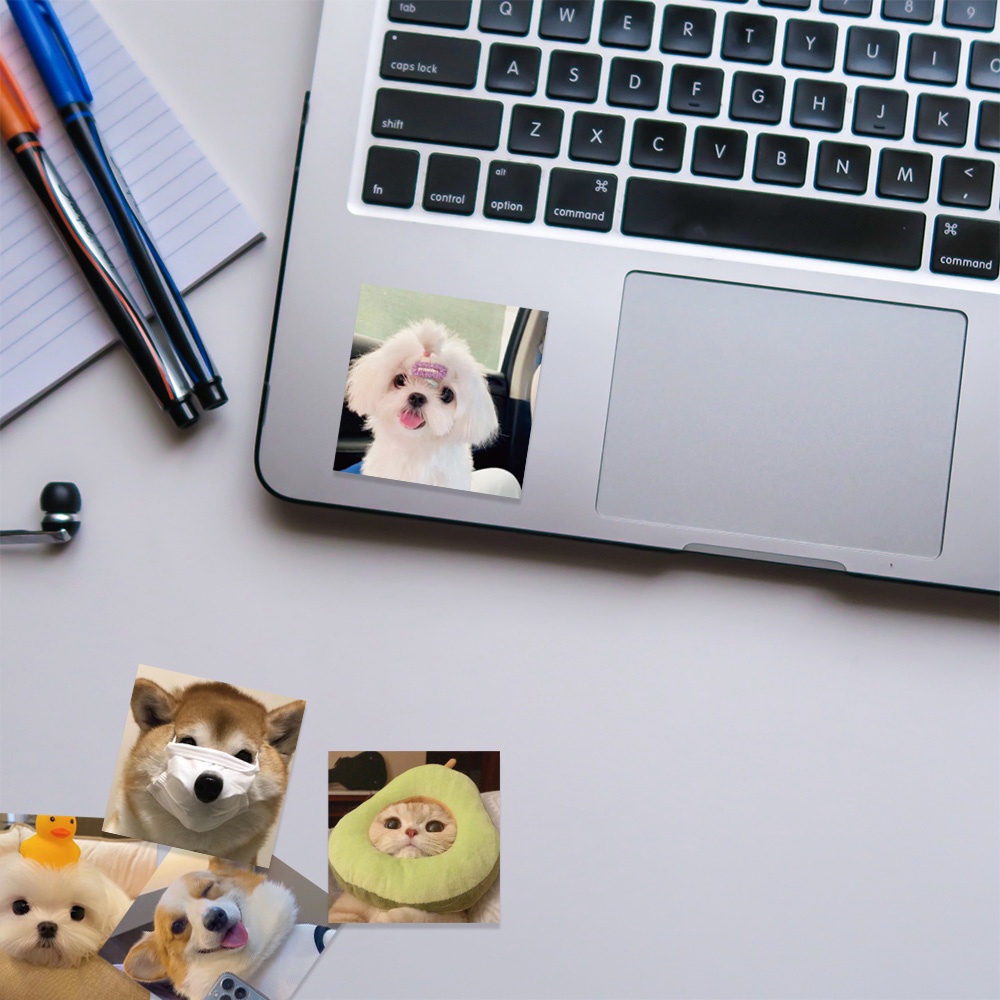 Bộ 52 Miếng Dán Họa Tiết Hoạt Hình Chó Mèo Vui Nhộn Trang Trí Nhật Ký / Laptop / Vali / Ván Trượt