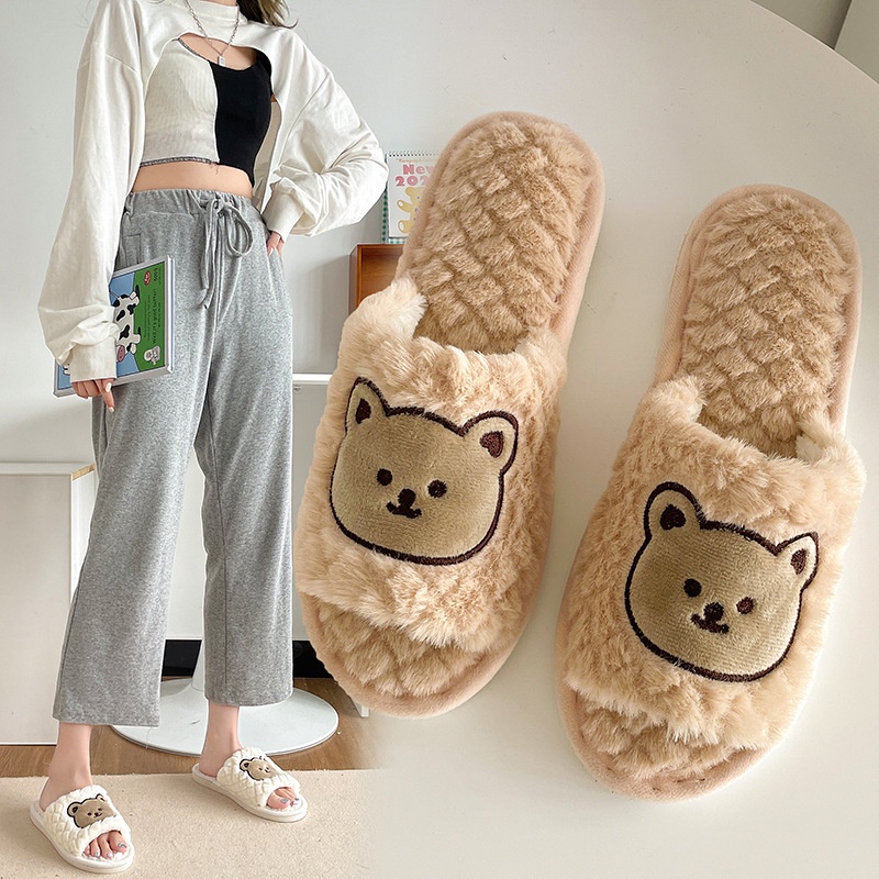 Dép Lông Đi Trong Nhà Hình Gấu Dễ Thương Quai Ngang Đế Chống Trơn - D19 - D132 - D102