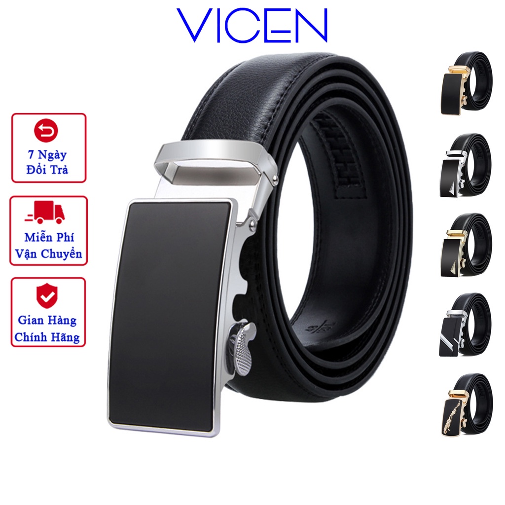 Thắt Lưng Nam VICENZO Khóa Tự Động Hợp Kim Chống Rỉ Cao Cấp Dây Nịt Thắt Lưng Da Nam - Cam Kết 1 Đổi 1 ®️