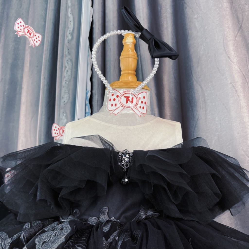 Váy Công Chúa Đen Quý Phái Mặc Sinh Nhật, Dự Tiệc hàng Thiết Kế Cao Cấp - Váy Bé Gái Thanh Nhi Fashion TN171122