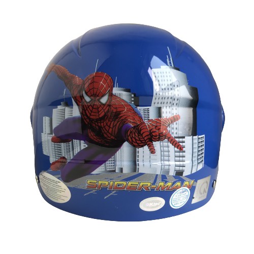 Mũ bảo hiểm trẻ em BKtec - BK14 xanhđậm Spider man dành cho bé từ 5 đến 10 tuổi, bé nặng dưới 30kg - Vòng đầu từ 52-54cm