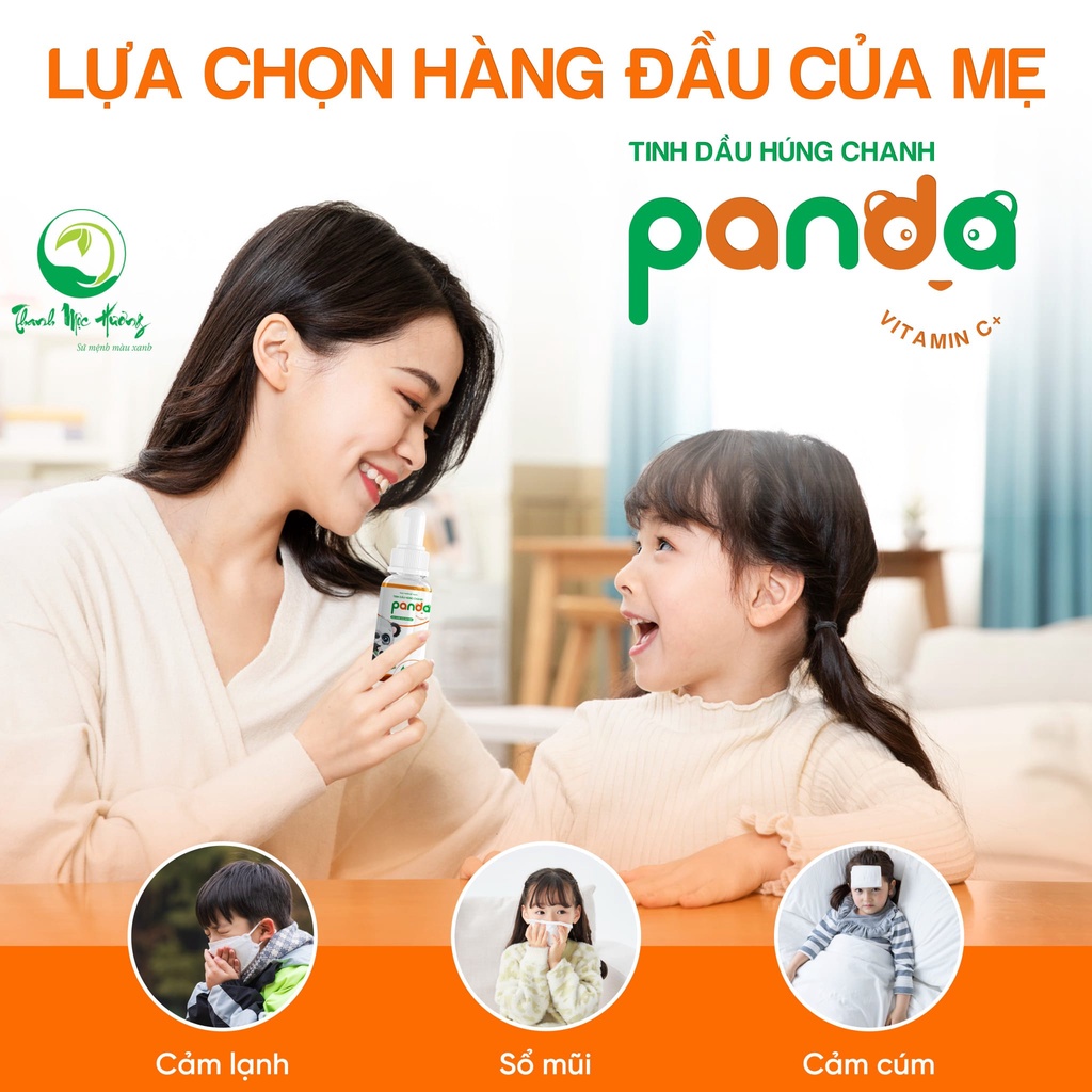 Tinh Dầu Húng Chanh Lên Men Panda Thanh Mộc Hương Giảm Ho Sổ Mũi Tăng Sức Đề Kháng Cho Trẻ  30ml