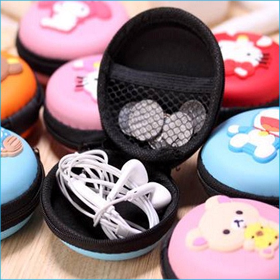 Hộp đựng tai nghe dây cáp cóc sạc tròn nhiều mẫu hình  - Túi đựng tai nghe hình tròn xin xắn du lịch