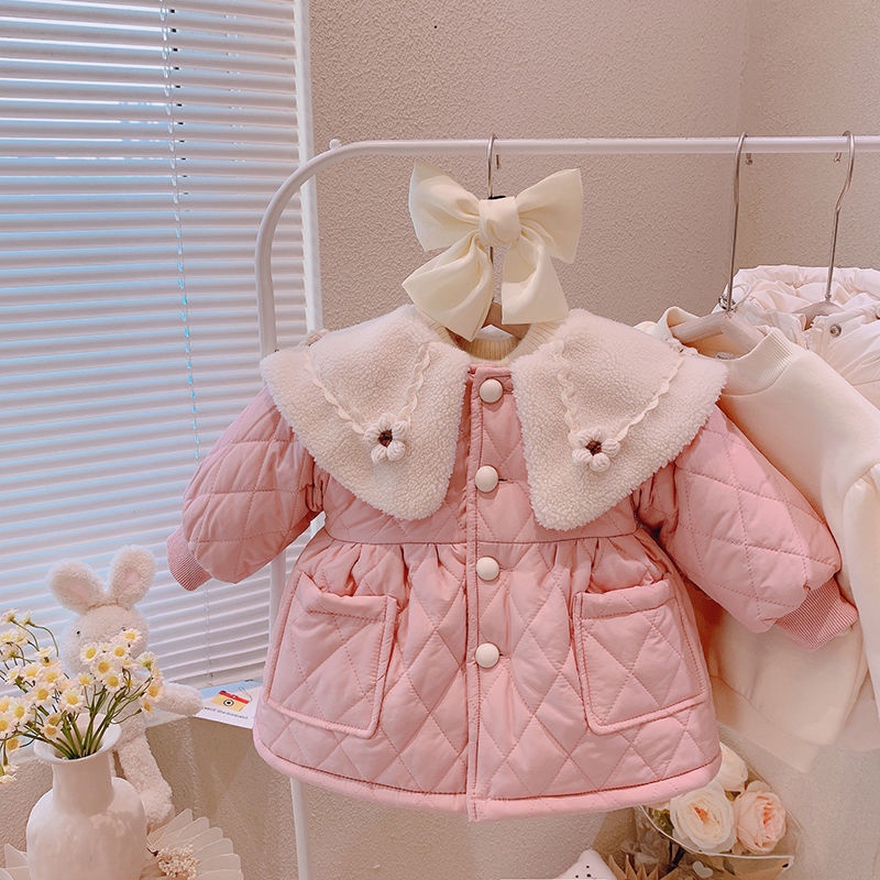 Áo Khoác Đệm Cotton Lót Lông Cừu Dày Dặn Phong Cách Hàn Quốc Thời Trang Mùa Đông Mới Cho Bé Gái