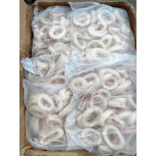 Mực ống cắt khoanh còn da bịch 1kg