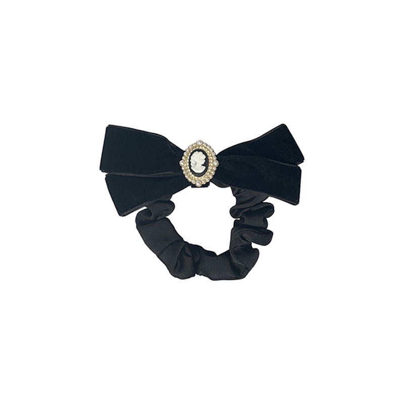 Dây Cột Tóc Nhung Đen Thắt Nơ Phong Cách Pháp Cho Nữ