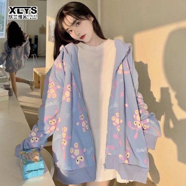 Áo khoác XINLANYASHE dáng rộng có mũ trùm đầu thời trang dễ phối đồ dành cho nữ