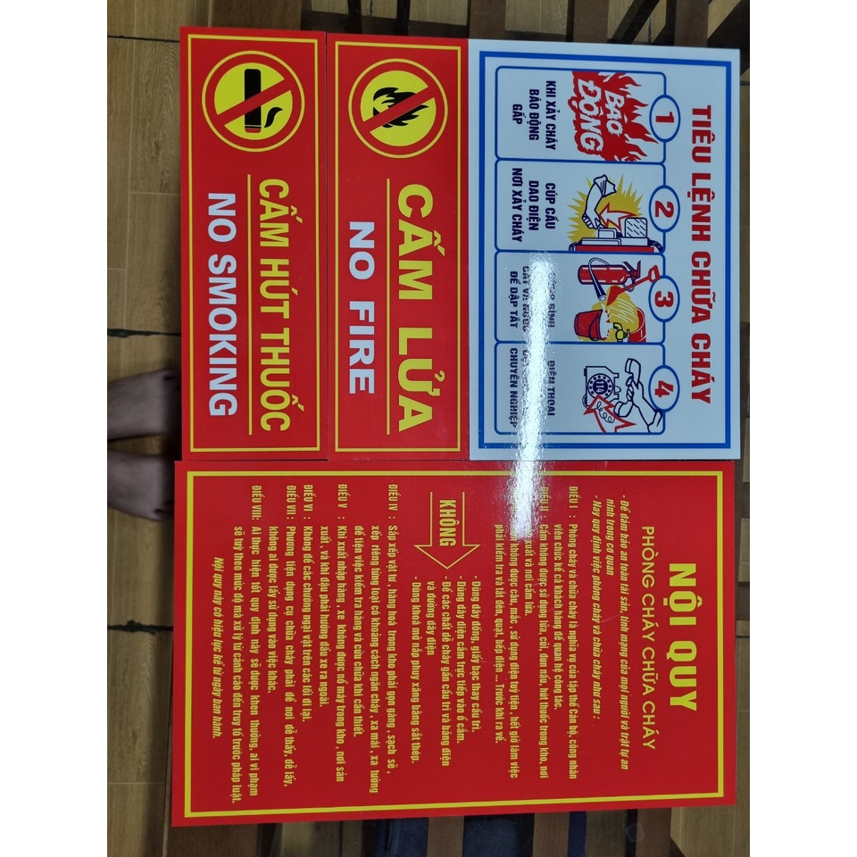 Bộ biển Nội quy, tiêu lệnh PCCC (Bằng nhựa Bakelite siêu bền, không vỡ hòng, nhẹ dễ dàng vận chuyển)