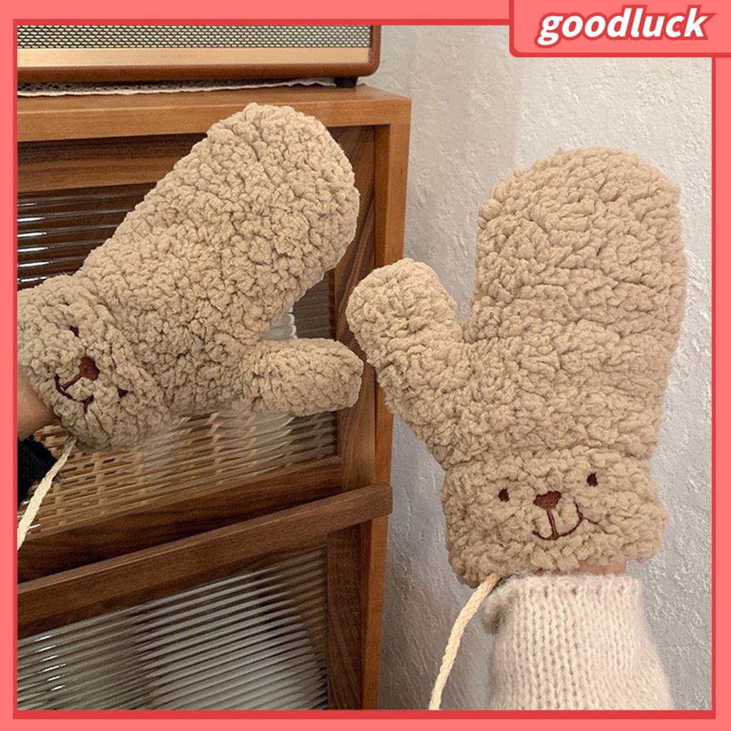 1 Đôi Găng Tay Giữ Ấm Siêu Mềm Mại Thoải Mái Chống Gió Hình Gấu Hoạt Hình Cho Nữ