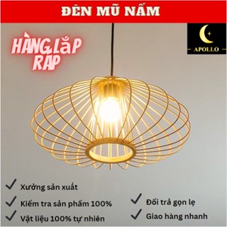 (Xưởng HCM) Đèn Mây Tre Gỗ Thả Trần Trang Trí Dùng Để Decor Nhà Hàng Quán Cafe Homestay Cực Chất. Mẫu Hình Mũ Nấm