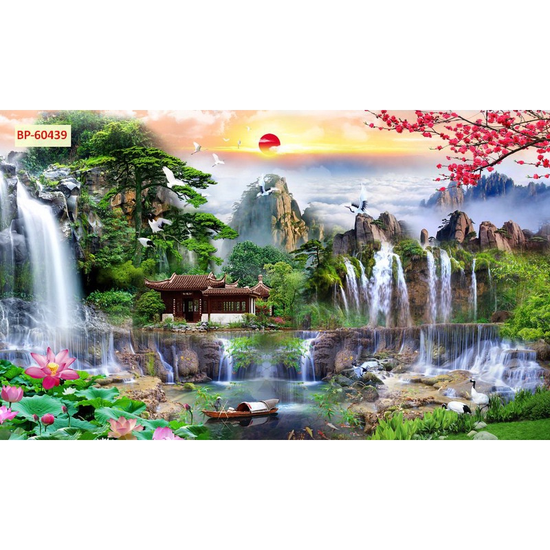 Tranh SƠN THUỶ dán tường thiên nhiêu trong lành hot hit