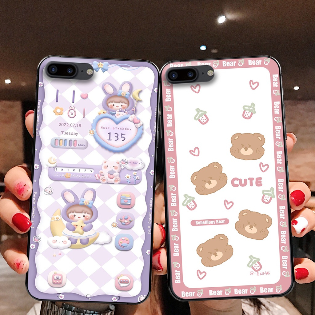 Ốp lưng Iphone 7 PLUS- IPHONE 7S PLUS- IPHONE 8 PLUS gấu xanh đỏ ốp gấu cute bo viền