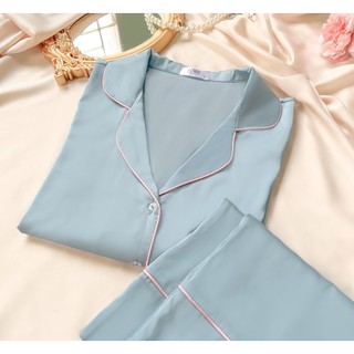 Bộ Pijama Lụa Basic Dáng Dài Thoải Mái LPD06