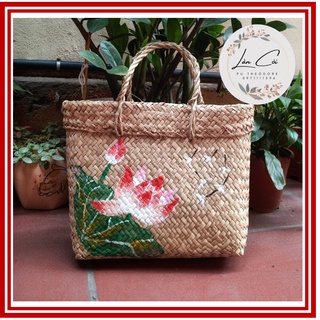 Túi cói đi chợ ,đựng hoa quả, làn cói / túi cói handmade cầm tay, thân thiện môi trường