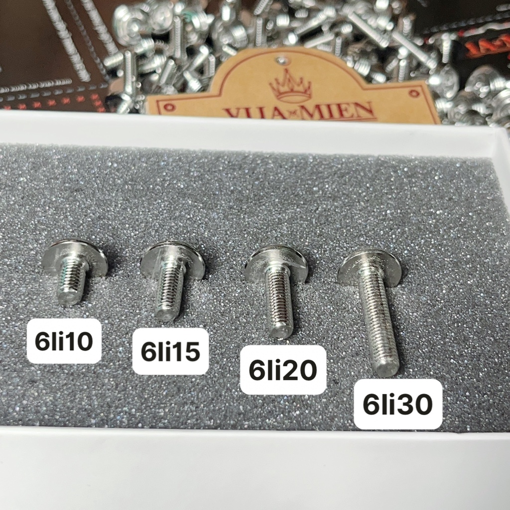 Ốc 6li10, 6li15, 6li20, 6li 30 inox304 gắn dàn áo, bọc sên,...