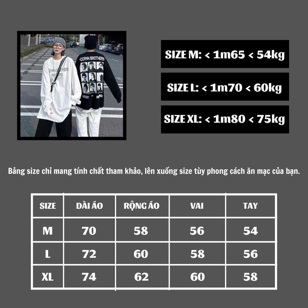 Áo sweater unisex MCCANN BROTHER, áo longtee dài tay họa tiết mặt người form rộng XESINU