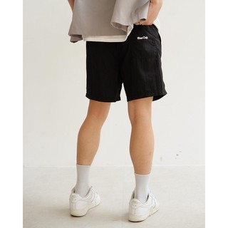 Quần short nam màu kem/đen basic logo short - stanclub