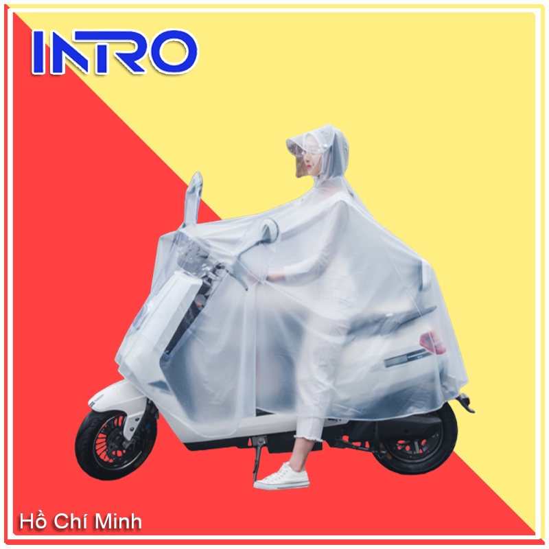 Áo Mưa Trong Suốt Cao Cấp, Che Mặt Và Cơ Thể, Áo Mưa 2 Đầu Vải Dù Siêu Rộng Dành Cho 2 Người Ngồi Khổ To Rộng Phù Hợp Ch