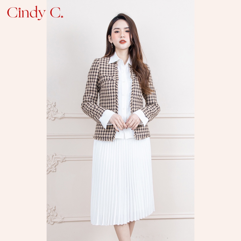 Áo khoác Sherlock CINDY C chất liệu dạ Tweed phong cách công sở thanh lịch 884 chân váy 670