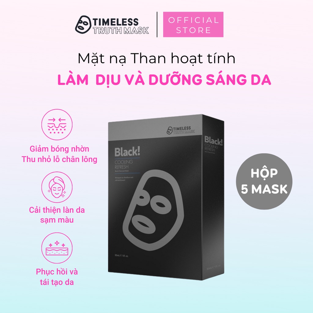 Mặt nạ than hoạt tính Timeless Truth Mask - Black Cooling làm mát và sáng da (30ml x 5 miếng)