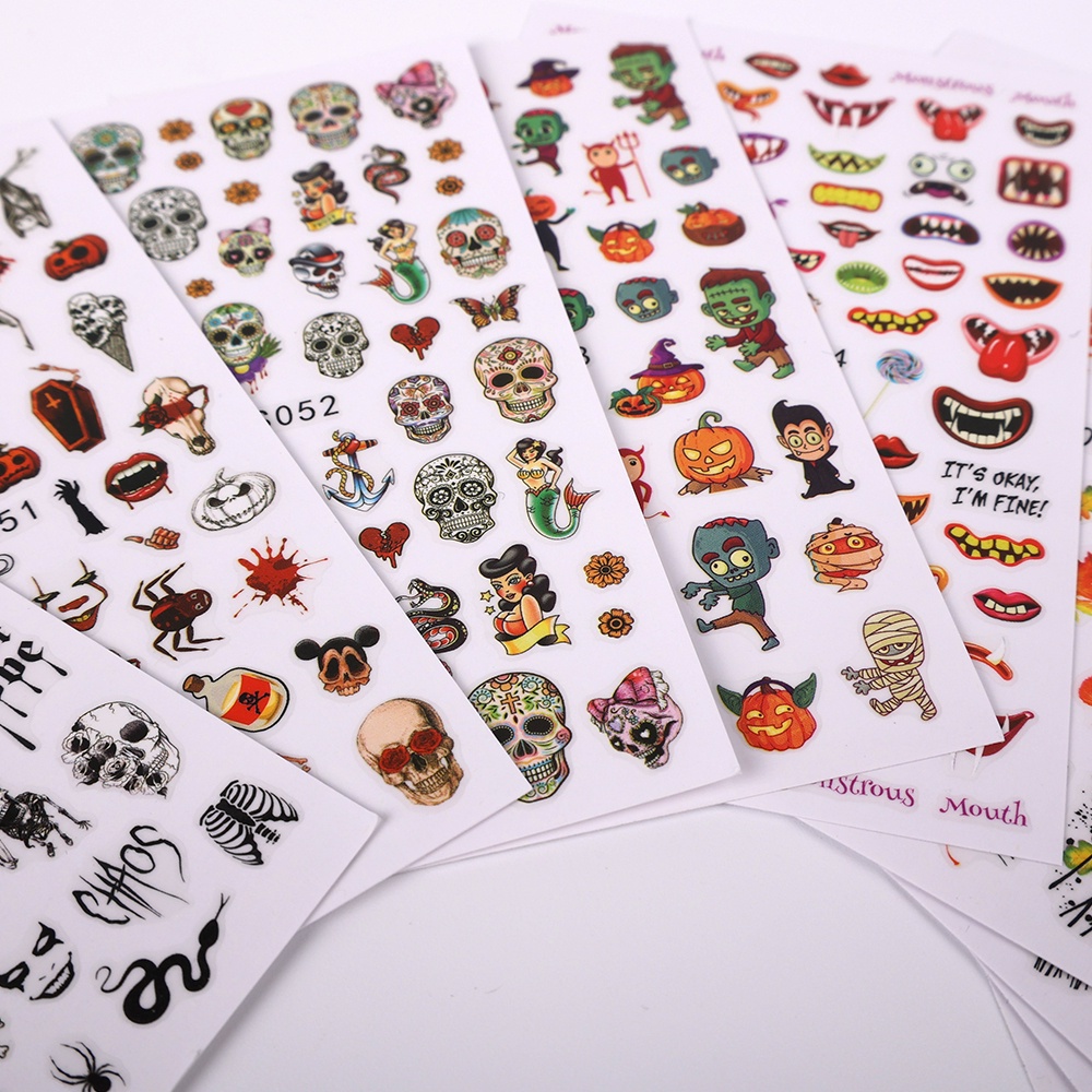 Miếng Dán Trang Trí Móng Tay Chủ Đề Halloween Nhiều Màu Sắc