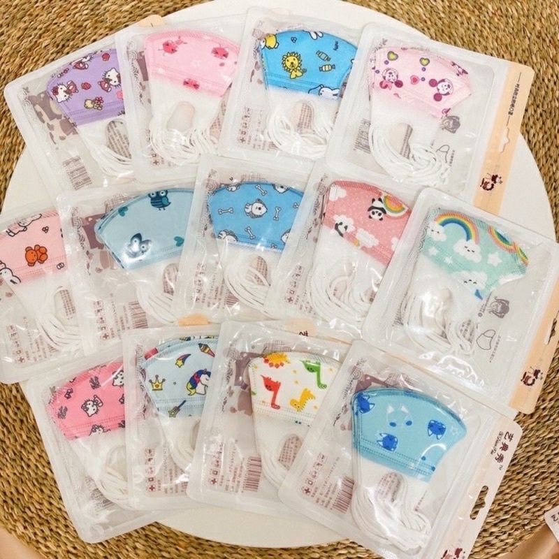 Set 10c khẩu trang 3D nhiều hình cho bé yêu 3 tháng đến 10 tuổi