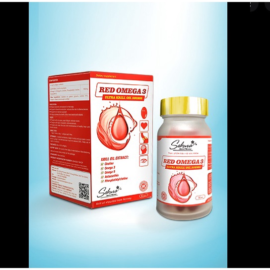 SAKURA RED OMEGA. 3 ULTRA KRILL OIL 500MG – Viên uống hỗ trợ Tim – Mạch – Mắt – Não 05/24