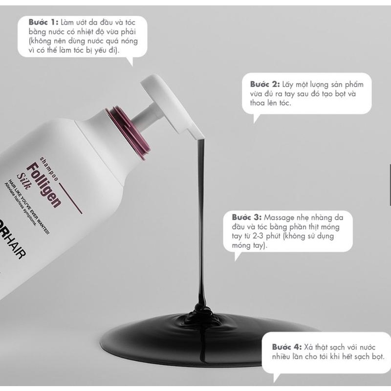 Dầu gội phục hồi hư tổn cho tóc mỏng Dr. For Hair Folligen Silk Shampoo