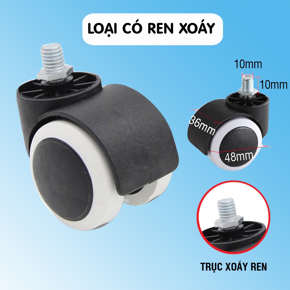 Bánh xe ghế xoay - Di chuyển đa mặt sàn - Lắp cho mọi ghế xoay - Ghế xoay văn phòng - Ghế game